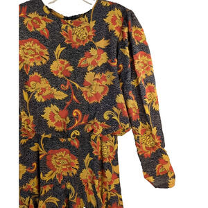 VNT Kono New York Dress S/XS Floral Maxi Drop Waist Blouson Long Sleeve USA